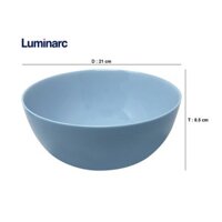 Tô thủy tinh ăn bún phở Luminarc Diwali Light Blue 21cm P2614, tô đựng canh, hàng thủy tinh Pháp, dùng trong lò vi sóng