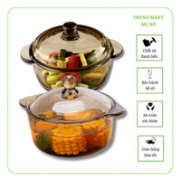 Tô Thủy Tinh Chịu Nhiệt Trong Suốt Dày Dặn Có Nắp Và Quai Cầm