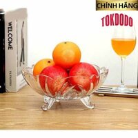 Tô Thuỷ Tinh Pha Lê Vàng 3 Chân Đựng Hoa Quả  Thố Mứt Tết  Dĩa Đựng Hoạ Quả Thuỷ Tinh Màu 3 Chân - Trong suốt
