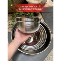 Tô Trộn bột inox 304, Tô trộn salad 22cm 24cm 26cm