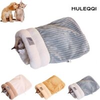 Tổ túi ngủ HULEQI, 360°Bọc Túi Ngủ Mèo Cotton Lông Cừu, Khu Ngủ Sang Trọng Mềm Cuddle Cave Mùa Đông