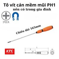Tô vít 4 cạnh KTC mũi PH00 D7SP-0075 phù hợp công việc trong gia đình, được Honda tin tưởng sử dụng - Tô vít Nhật