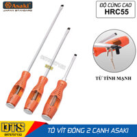 Tô vít đóng 2 cạnh đầu dẹp Asaki thân lục giác thép cứng CR-V cao cấp HRC55 có từ tính mạnh tua vít đóng Nhật tuốc nơ vít đóng dẹp chống va đập tô đóng to vit dong tua vit dong