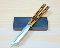 TOA Hades Titanium Tanto Edge Balisong Knife (SV-GD)