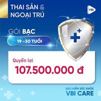 TOÀN QUỐC [E-Voucher] Bảo hiểm sức khỏe - Gói BẠC kèm NGOẠI TRÚ & THAI SẢN (19-30 tuổi)  VBI - VIETINBANK