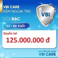 TOÀN QUỐC [E-Voucher] Bảo hiểm sức khỏe - Gói BẠC kèm NGOẠI TRÚ (51-60 tuổi)  VBI - VIETINBANK