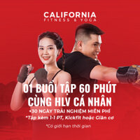 [TOÀN QUỐC] E-voucher tập gym California Fitness - 30 ngày và 01 buổi tập 1-1 PT, Kickfit, Giãn cơ