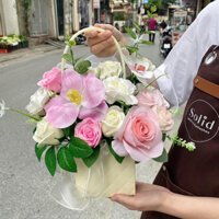 [TOÀN QUỐC] Lẵng Hoa Sáp Hộp Giấy Làm Quà Tặng- Hoa Khai Trương- Tặng Sinh Nhật và Các Ngày Lễ -LV - Solid Flower