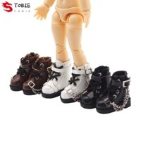 Tobie 1 Cặp Giày Da Búp Bê Bjd 1 / 12, Giày Bốt Búp Bê Obitsu 11 Dây Xích Kim Loại Cao Cấp, Phụ Kiện Búp Bê Cao Gót GSC Mini 1 / 12 Bjd Doll Boots Obitsu11