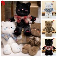 Tobie Búp Bê Mèo Nơ Lớn, Bộ Sưu Tập Nơ Mềm Mèo Con Đồ Chơi Sang Trọng, Gối Sang Trọng Đồ Chơi Ins Lông Tơ Thoải Mái Mũm mĩm Mèo Con Đồ Chơi Nhồi Bông Trang Trí Nhà