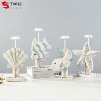 Tobie fish-shaped candlestick, fish-shaped phong cách địa trung hải chân nến sao biển bằng gỗ, đồ trang trí để bàn ocean series khắc thủ công mỹ nghệ trang chủ