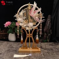 Tobie Quạt Trang Trí Đám Cưới, Quạt Cưới Trung Quốc Tròn Vintage, Phụ Kiện Cưới DIY Handmade Nữ Trang Trí Tay Váy Cưới