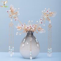 Tóc Barrettes Cho Phong Cách Cổ Xưa Mũ Đội Đầu Tua Rua Hanfu Phụ Kiện Tóc Cổ Kẹp Tóc Trọn Bộ