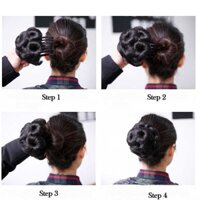 Tóc giả búi hoa trung niên đính đá - Hàng mới về