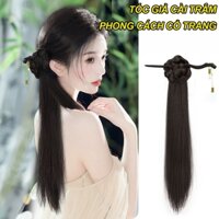 Tóc giả cài trâm búi hoa phong cách cổ trang Trung Quốc, Phụ kiện tóc đẹp