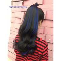 Tóc giả cột line xanh dương cao cấp - Nâu socola