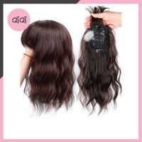 Tóc giả kẹp che hói, che tóc bạc, làm dày tóc xoăn sóng nhẹ ngang vai Qiqishop