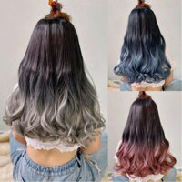 Tóc giả kẹp ombre 50cm chữ u  - Đen hồng