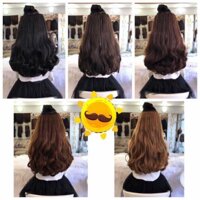 Tóc giả kẹp phím  50k tóc kẹp 6 cái 45cm nữa đầu cao cấp - Lược chải