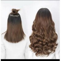 Tóc giả kẹp  tóc phím nữa đầu dợn sóng dài - Đen