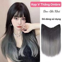 Tóc Giả Kẹp V Thẳng Ombre Ghi Khói Dài 40-50cm HaminStore