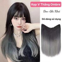 Tóc Giả Kẹp V Thẳng Ombre Ghi Khói Dài 40-50cm QiQiShop