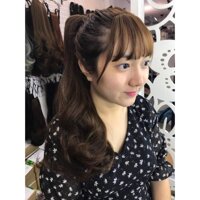 Tóc giả mái thưa baby có bát cao cấp - Đen có bát