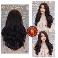 Tóc giả mái xéo cao cấp- tặng lứoi- hình thật - Nâu  vàng