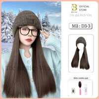 Tóc giả mũ len thẳng suông Bích Vân , nón tóc giả 60cm