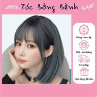 Tóc giả nguyên đầu CAO CẤP, tóc vic ngắn xanh khói xu hướng 2023 Tocbongbenh