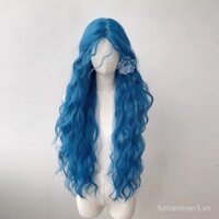 Tóc giả nữ hồ màu xanh Yêu Tinh phong cách rừng ảnh siêu dài cuộn Len Cổ Điển lolita toàn bộ mái tóc dài xoăn