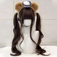 Tóc Giả Nữ Nổ, Tóc Xoăn Lông Tơ Toàn Bộ Top Gothic Đôi Đuôi Ngựa Giảm Tuổi Ít Củ Cải Cùng Phong Cách Jk Tóc Giả Full Head Cover