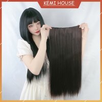 Tóc giả nữ nửa đầu dài thẳng, tóc giả chữ u phong cách dễ thương [có sẵn]