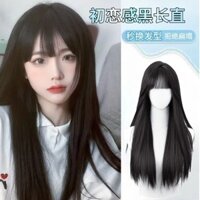 Tóc Giả Starway Nữ Tóc Dài Đen Nâu Mặt Tròn Không Khí Tóc Mái Tự Nhiên Thu Đông Mô Phỏng Tóc Dài Thẳng Kiểu Đầu