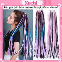 Tóc giả thắt bím, tóc tết giả ombre 24 sợi, 65cm nhiều màu cho nữ