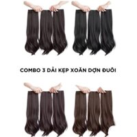 Tóc Giả Toupee set combo 3 kẹp xoăn gợn sóng dài 55cm dễ thương giúp phồng tóc cao cấp