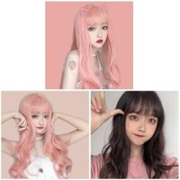 Tóc Giả Với Không Khí Nổ Lông Tơ Dài Xoăn Tóc Giả Nước gợn Sóng Nhỏ Cho Bé Gái Cosplay