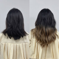 Tóc kẹp chữ U omber đen nâu