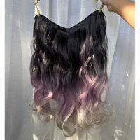 Tóc kẹp dải xoăn Ombre tím khói