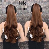 Tóc kẹp ngoặm xoăn đuôi dài cao cấp- hình thật - Nâu vàng