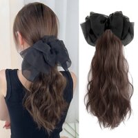 Tóc Kẹp Ngoạm Xoăn Sóng Đuôi Ngoạm Nhỏ Kẹp Mini Tặng Kèm Nơ Voan