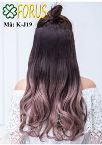 Tóc kẹp nửa đầu omber K-J19 FREESHIP tóc giả kẹp dải ombre, tóc giả nữ kẹp dải ombre, tóc giả nữ - Nâu vàng