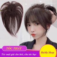 Tóc mái bay mái thưa giả 3D che hói, tóc bạc làm từ tóc thật