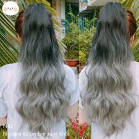 tóc ngoạm sóng nước ombre xám khói