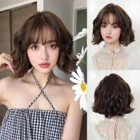 Tóc xoăn ngắn dành cho nữ Air Bangs Full Head Wig
