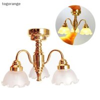 [Tog] 1: 12 Nhà búp bê Đèn LED trần vàng thu nhỏ Đèn chùm chiếu sáng gia đình Mô hình nội thất Trang trí đồ chơi Phụ kiện nhà búp bê [VN]