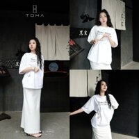 Toha Set Váy Nhũ Dài & Áo Tay Ngắn Brave Heart - Chất Nhũ Kim Tuyến, Cotton - Trắng - SET251