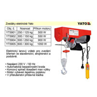 Tời điện Yato YT-5901 125/250 kg