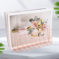 Tối Giản Sắp Xếp Sách Giỏ Văn Phòng Để Bàn Đồ Lặt Vặt Giá Đỡ Vàng Hồng Báo Tạp Chí Giá Để Bàn Kim Loại Kệ Sách