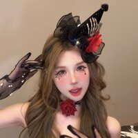 Tối Halloween Headband Hoa Hồng Skeleton Phù Thủy Mũ Ma Thuật Ngộ nghĩnh